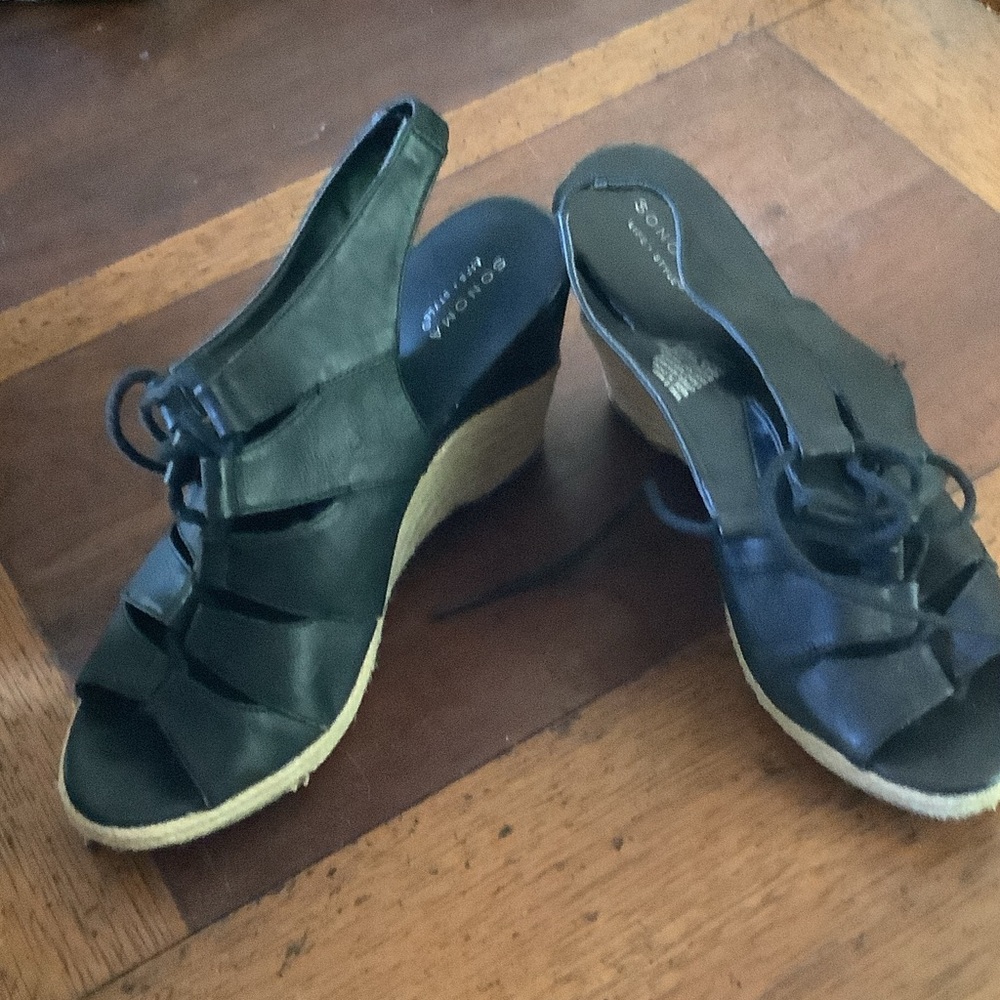 Sonoma Black Espadrille Wedge Sandals